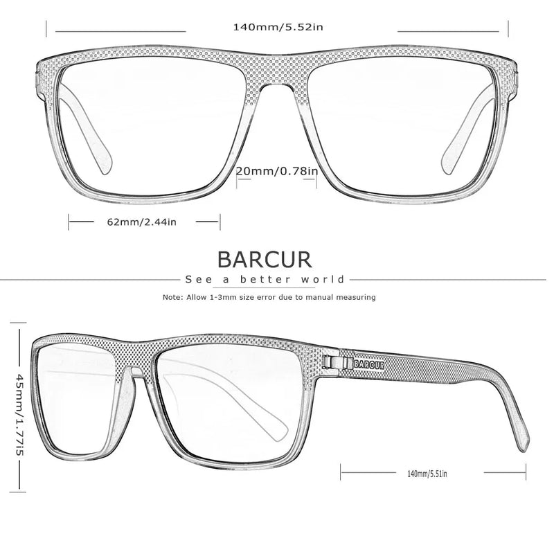 BARCUR Design TR90 Polarized Sunglasses for Men and Women UVAB Protection