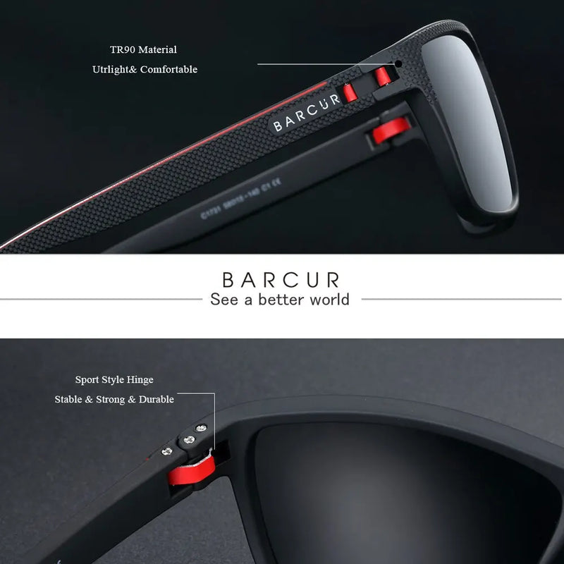 BARCUR Design TR90 Polarized Sunglasses for Men and Women UVAB Protection